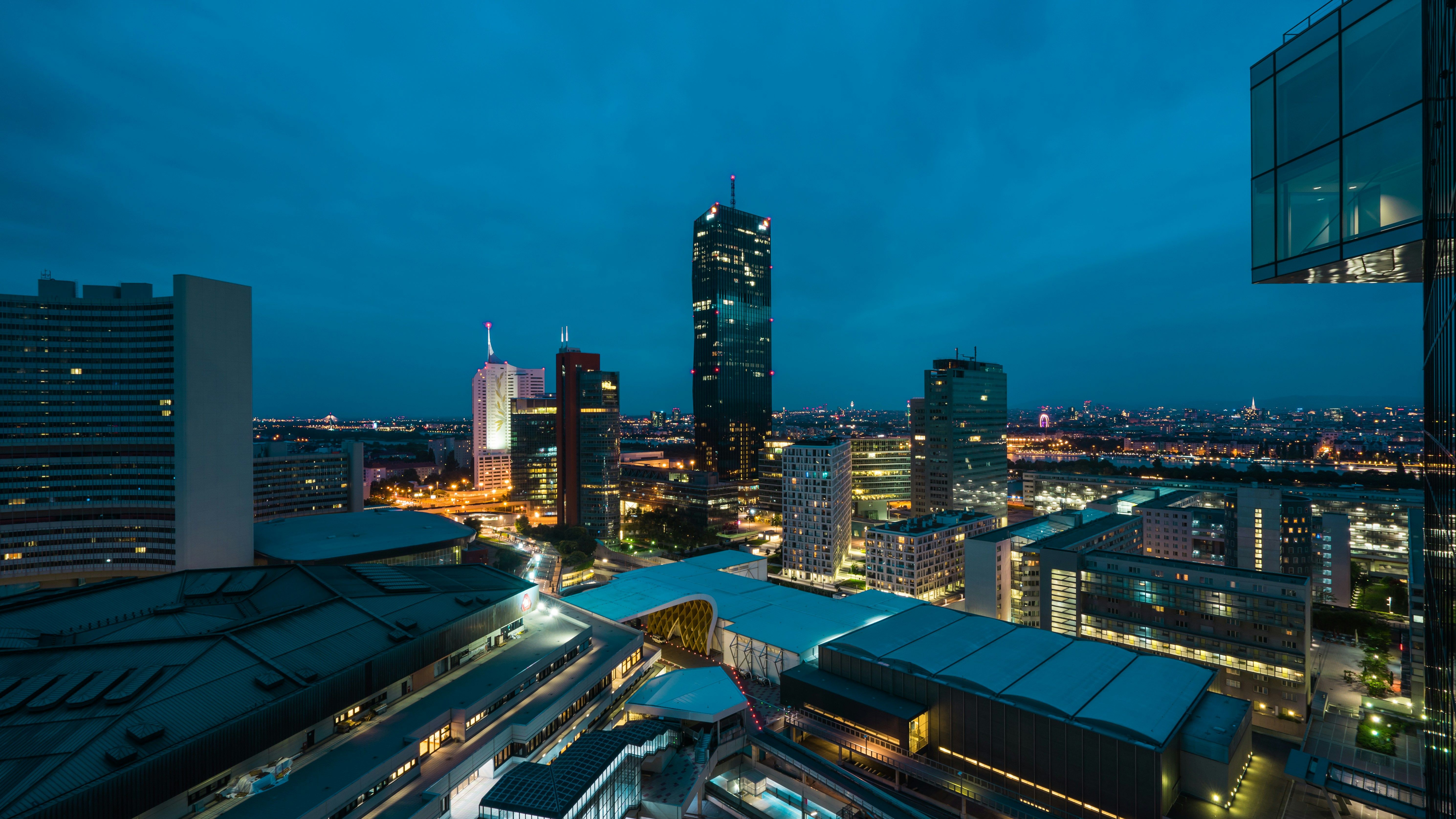 Skyline von Wien bei Nacht